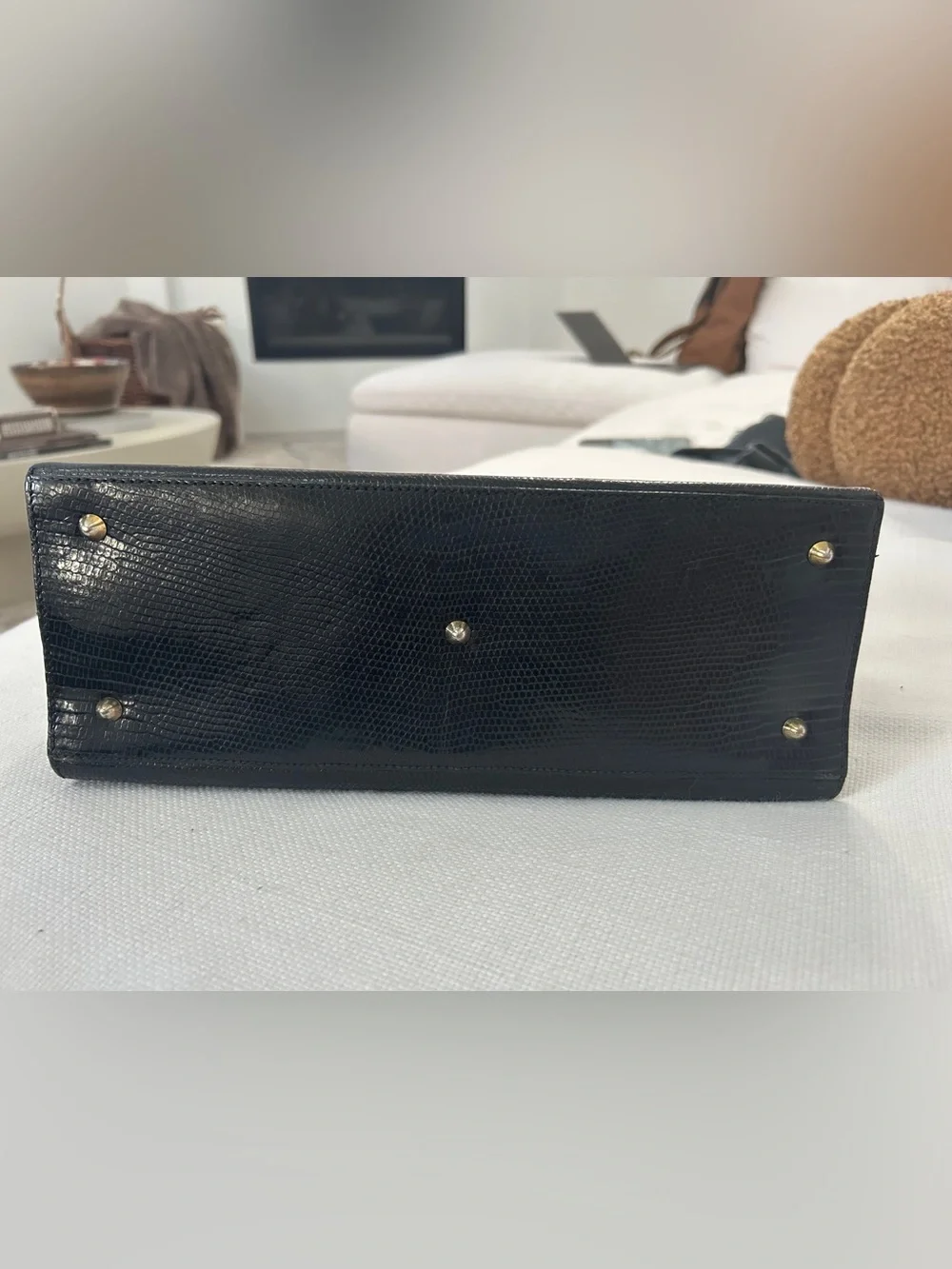 Vintage Gucci Lady Lock lizard skin in Black